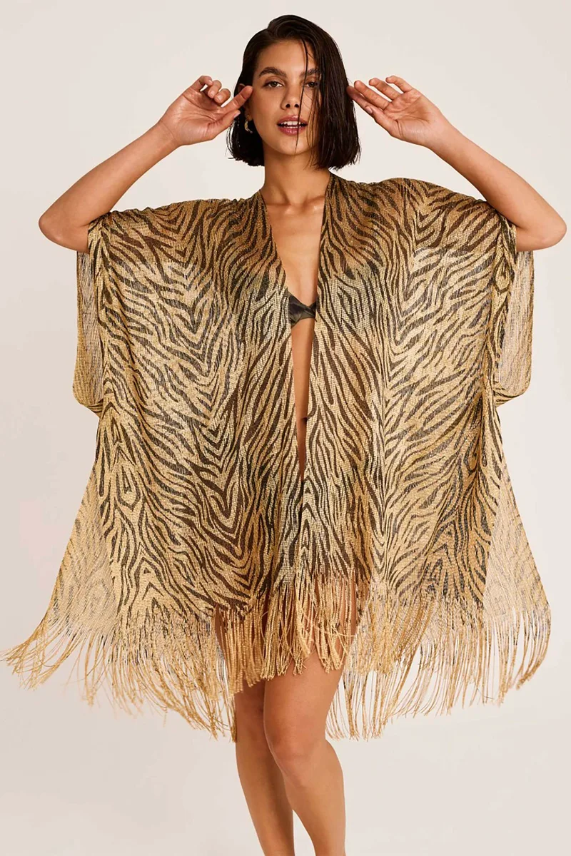 Selmark γυναικείο κιμονό με all-over print - SELM-BC297-126 Χρυσό