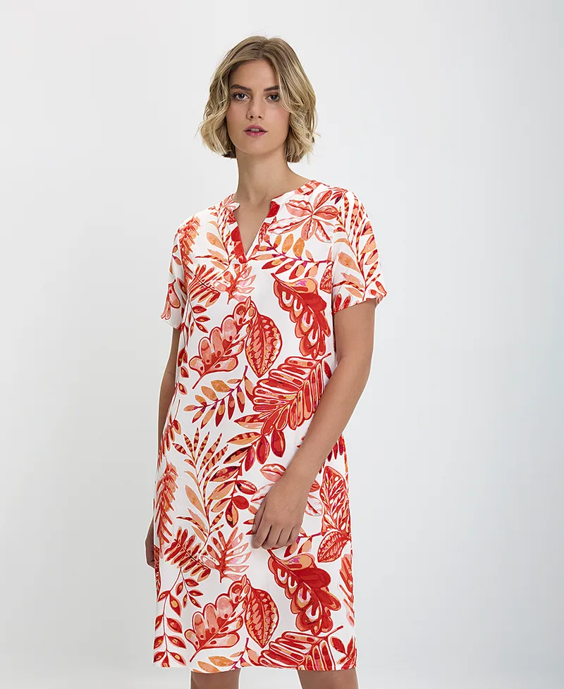 Φόρεμα Flower Print σε Κόκκινο Εμπριμέ