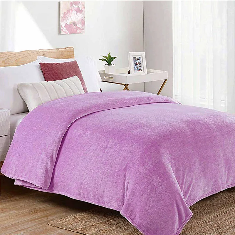 Κουβέρτα Fleece Υπέρδιπλη 220X240 Dimcol Μονόχρωμη Μωβ (220x240)