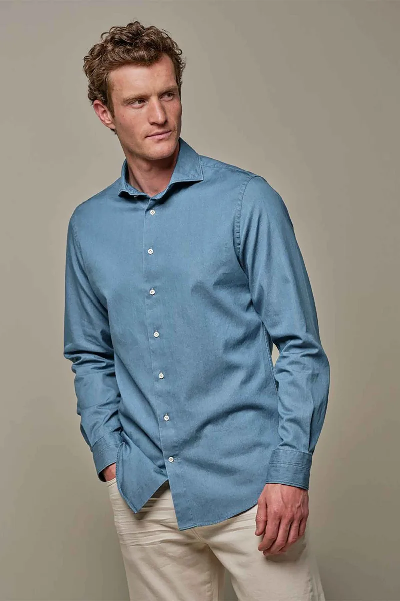 Profuomo ανδρικό denim πουκάμισο Slim Fit - PPVH30049A Denim Blue
