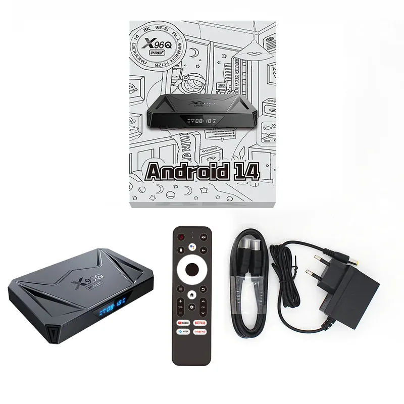 X96Q Pro+ 4GB/64GB Android TV Box 8K Wi-Fi (Android 14, Gigabit Ethernet, BT 5.0, H728 Octa Core)
