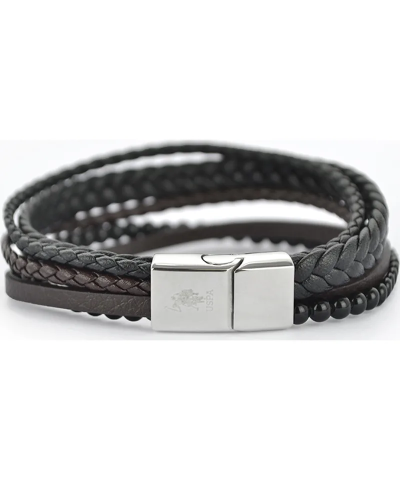 U.S. POLO Βραχιόλι από Aνοξείδωτο ατσάλι Black & Brown JW9162BR