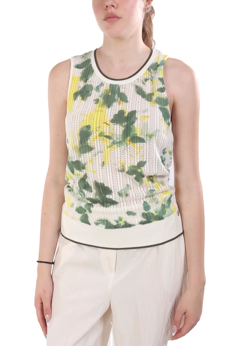 LIU-JO TANK TOP ΠΛΕΚΤΟ ΔΙΑΤΡΗΤΟ ΕΚΡΟΥ