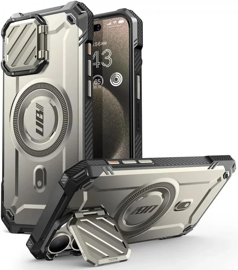Θήκη Apple iPhone 15 Pro Max - Supcase Unicorn Beetle XT Mag Ανθεκτική MagSafe με Μεταλλικό Κάλυμμα για την Κάμερα - Titan Gray (843439137172)