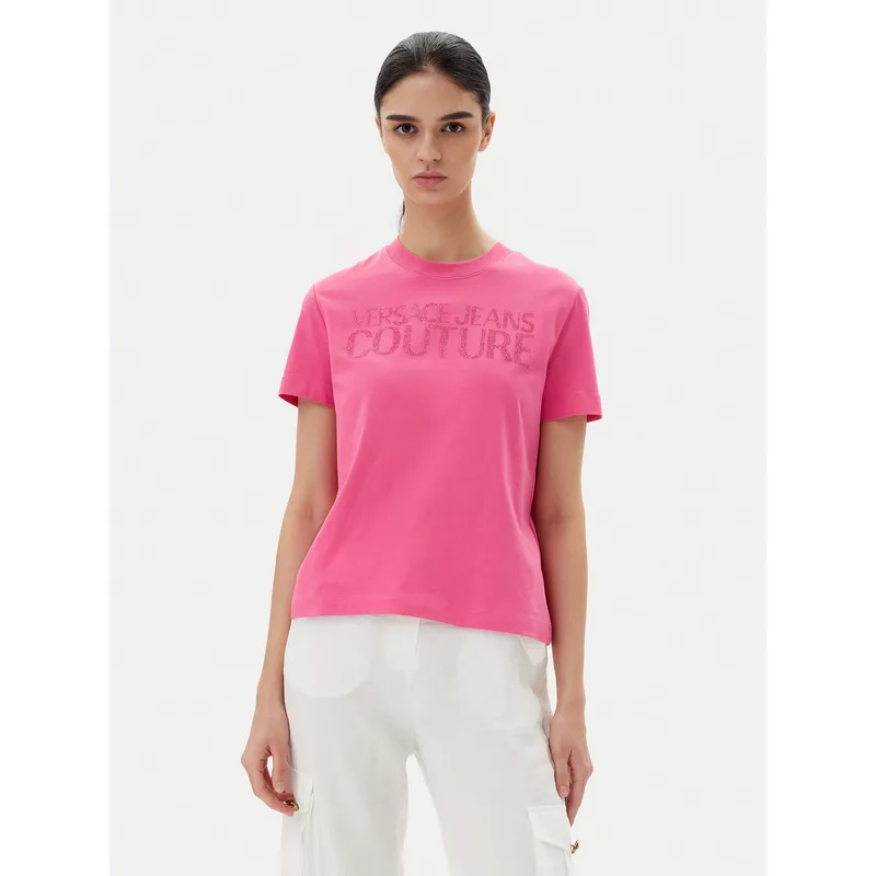 Versace Jeans Couture T-Shirt 78HAHS04 Ροζ Regular Fit