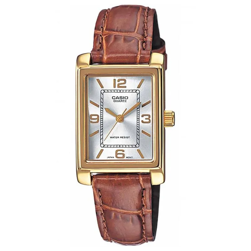 CASIO Collection Brown Leather Strap Silver Dial LTP-1234PGL-7AEF