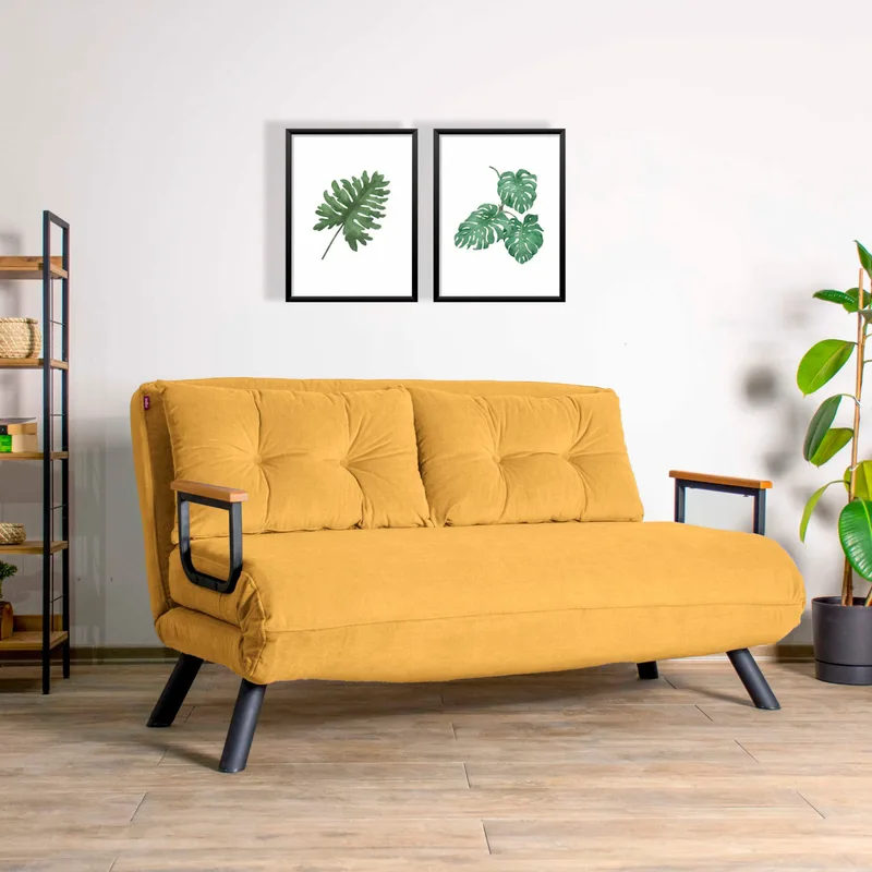 Διθέσιος Καναπές-Κρεβάτι Sando 2-Seater - Mustard 859Ftn2709 (133x41x50)