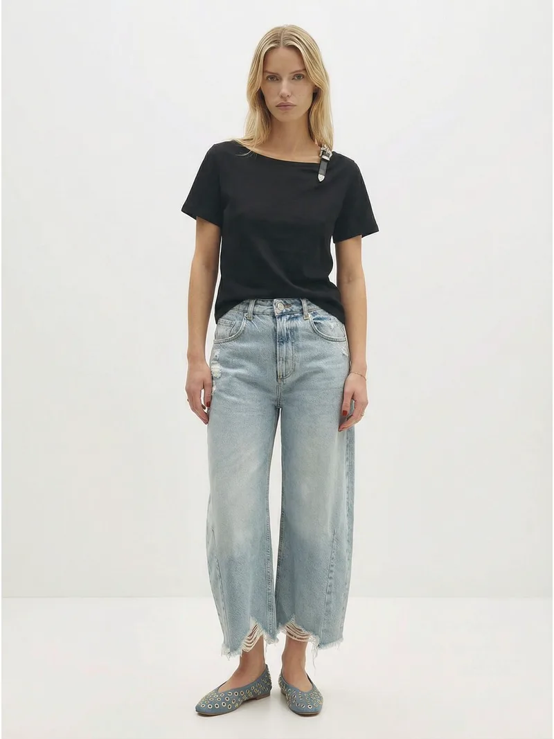 Berenice Γυναικείο Denim Balloon Ψηλόμεσο