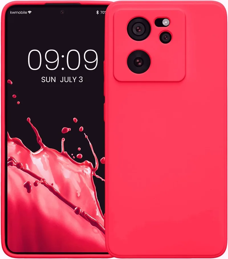 KWmobile Soft Slim Flexible Rubber Cover with Camera Protector - Θήκη Σιλικόνης Xiaomi 13T / 13T Pro με Πλαίσιο Κάμερας - Neon Ροζ (KWM000020IU005C)