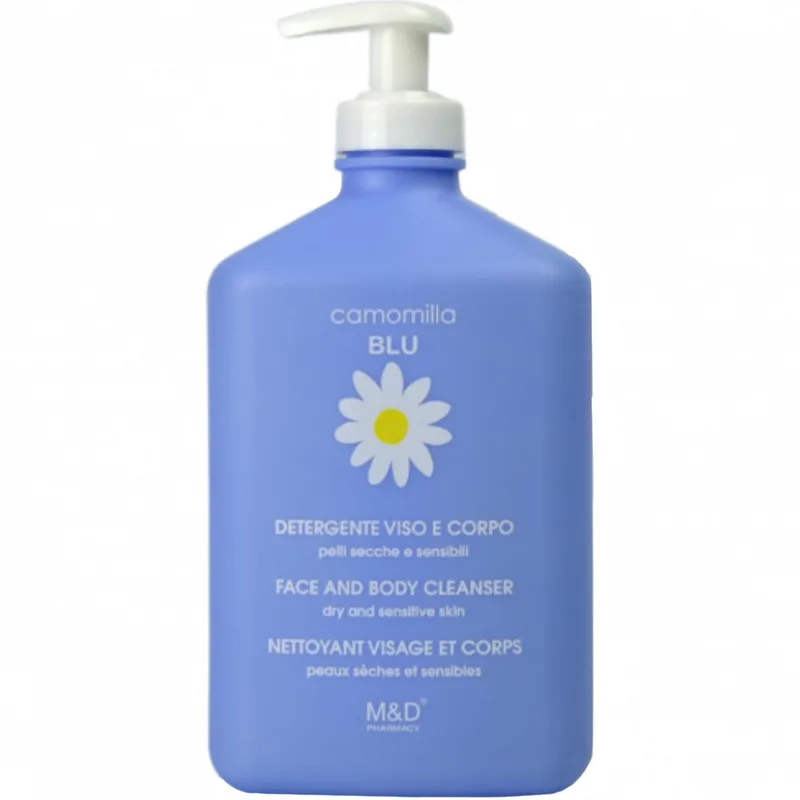 Camomilla Μπλε Face & Body Cleanser Gel Ενυδατικό Τζέλ Προσώπου & Σώματος για Ξήρη & Ευαίσθητη Επιδερμίδα με Εκχύλισμα Χαμομήλιου με Αντλία 500ml