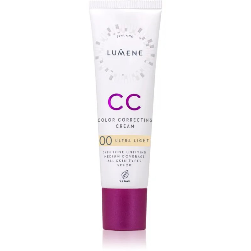 Lumene CC Color Correcting Cream CC κρέμα για ομοιόμορφο τόνο της επιδερμίδας SPF 20 απόχρωση 00 Ultra Light (Warm) 30 ml