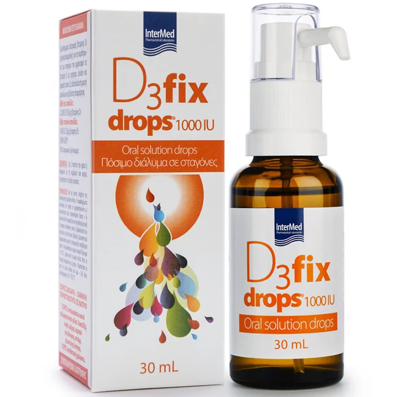 Intermed D3 Fix Drops 1000 IU Συμπλήρωμα Διατροφής Βιταμίνης D3 για την Κάλυψη των Αυξημένων Απαιτήσεων του Οργανισμού 30ml