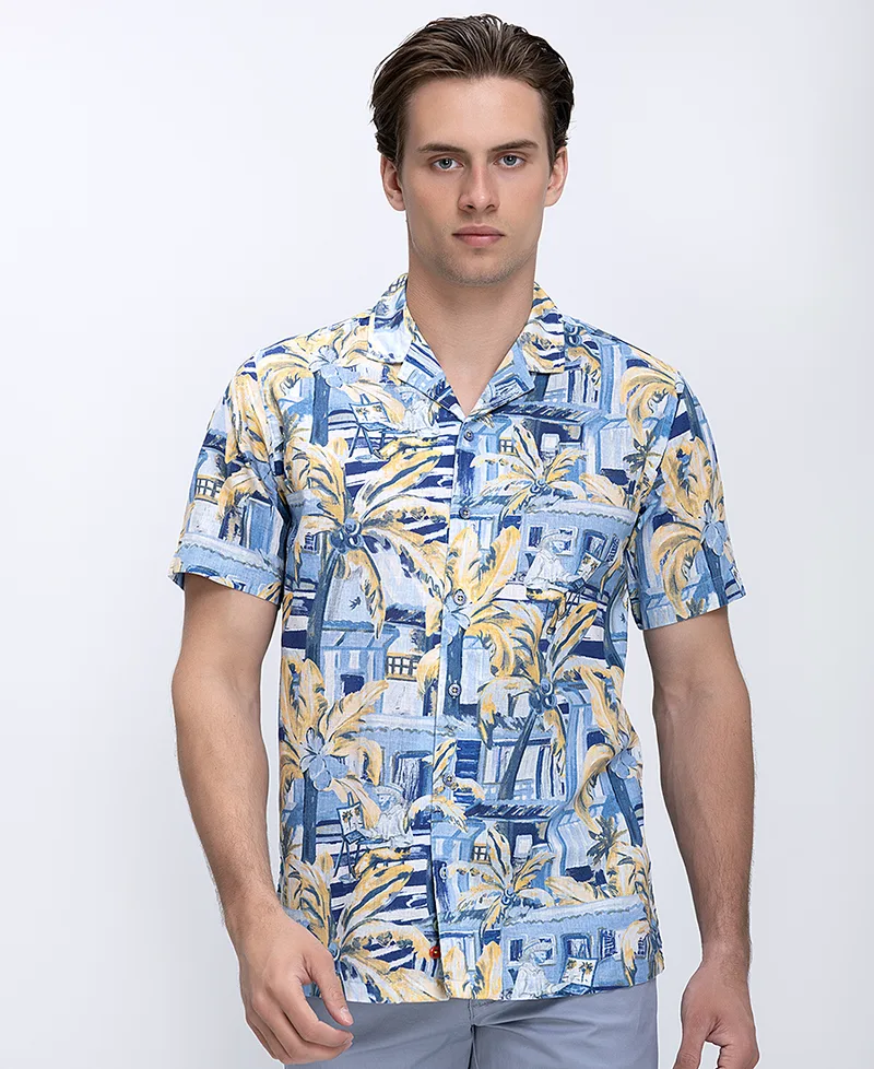 A Fish named Fred Ανδρικό Πουκάμισο Με Τροπικό Print Modern Fit