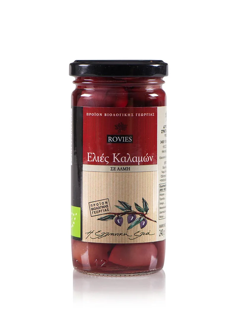 Βιολογικές ελιές Καλαμών "Ροβιές" 220g >