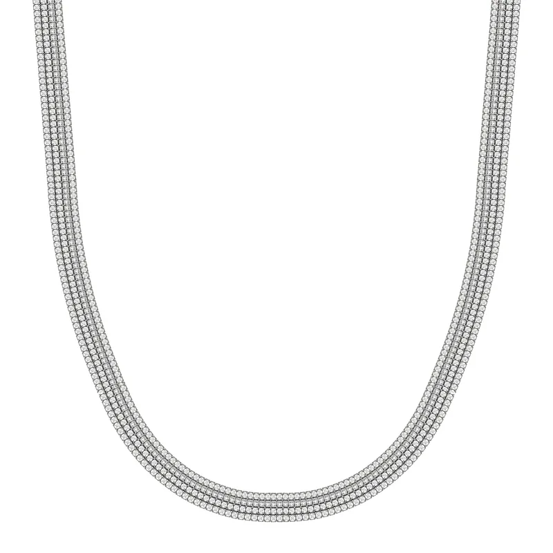 Κολιέ Choker με Λευκές Πέτρες από Ασήμι KL3070
