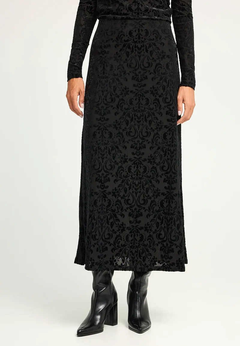 Maxi embroidery φούστα σε ίσια γραμμή