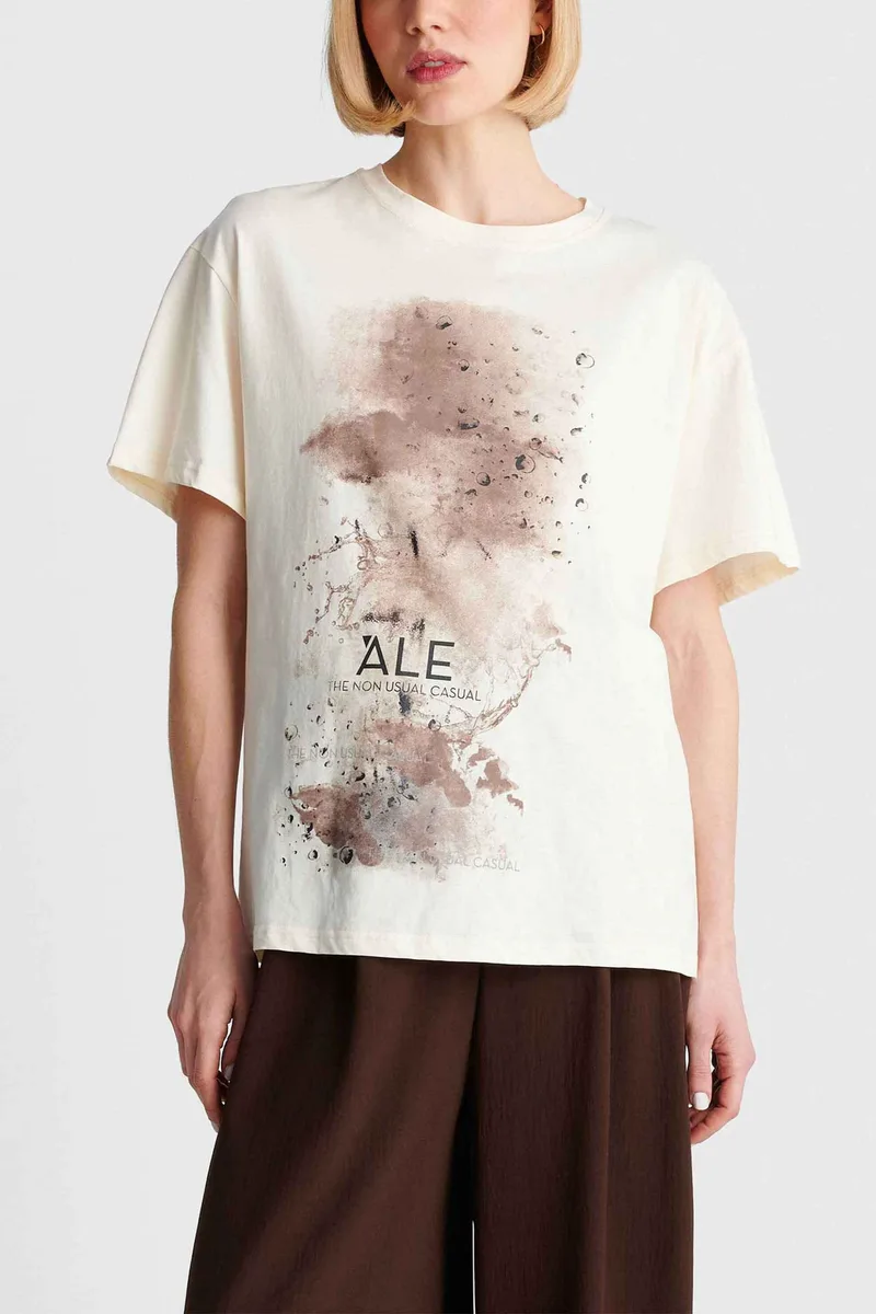 'ALE γυναικείο T-shirt με print - 8923136 Εκρού