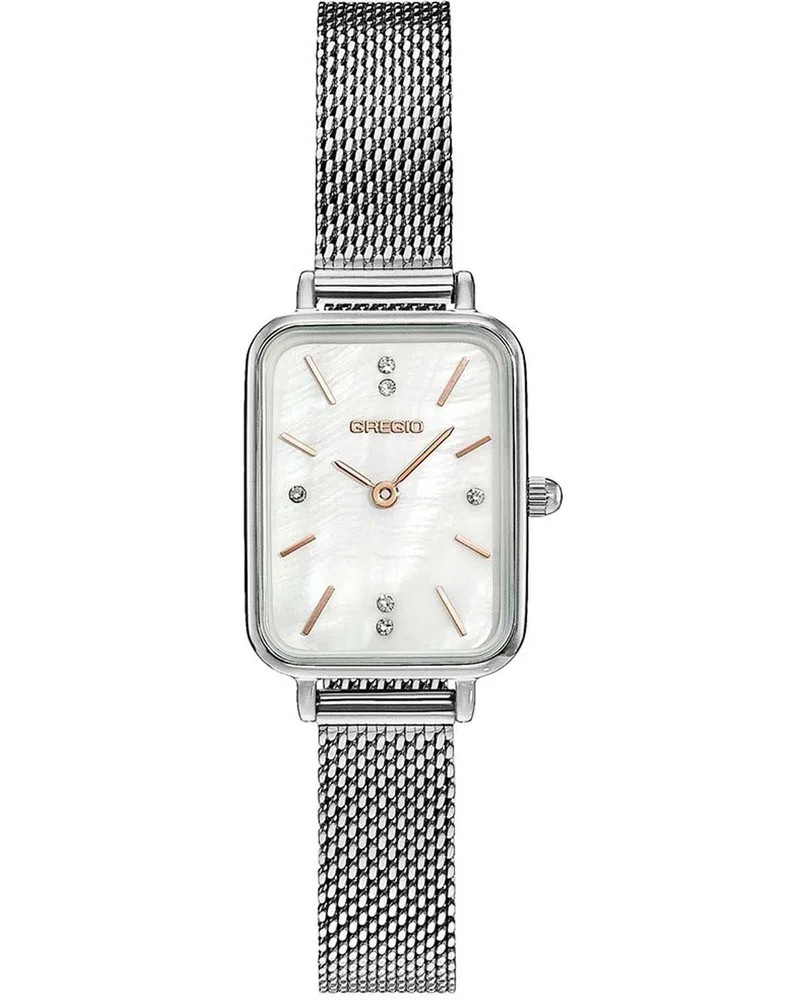 GREGIO Crystals Gift Set - GR430011, Silver case with Stainless Steel Bracelet