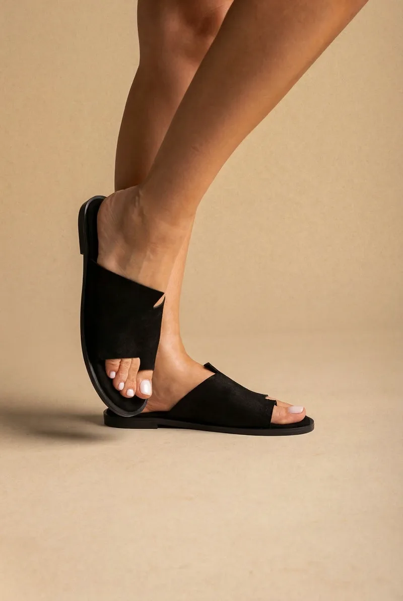 Estil Comfort Suede Sandals - 0144 - Black Suede