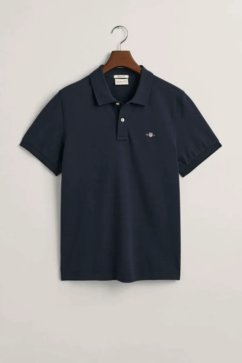 GANT POLO PIQUE REGULAR FIT REG SHIELD SS ΜΠΛΕ