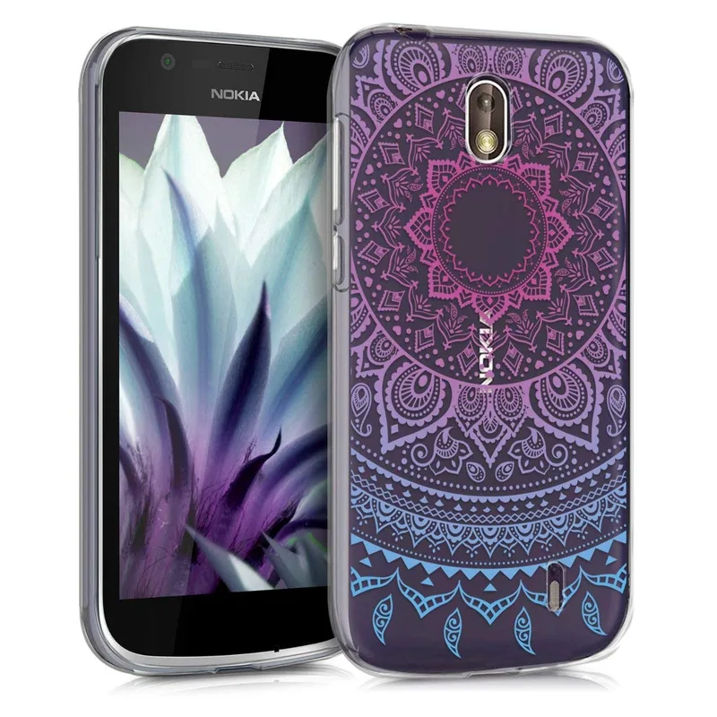 KW Θήκη Σιλικόνης Nokia 1 - Blue Dark/ Ροζ Indian Sun (44502.01)
