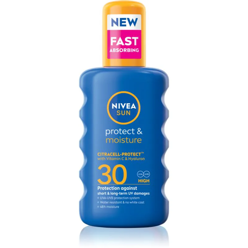 NIVEA SUN Protect & Moisture ενυδατικό αντηλιακό σπρέι SPF 30 200 ml