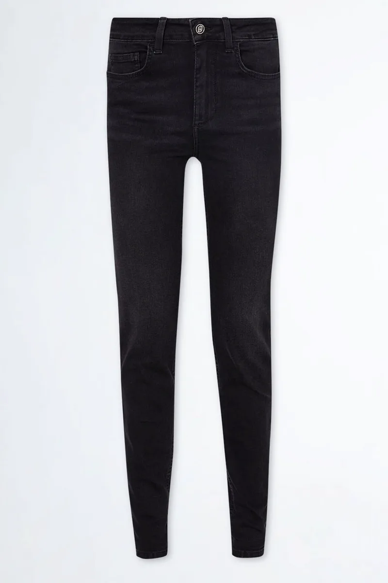 LIU JO ΠΑΝΤΕΛΟΝΙ JEANS ΠΕΝΤΑΤΣΕΠΟ ΨΗΛΟΜΕΣΟ SLIM FIT STRASS ΤΣΕΠΗ ΜΑΥΡΟ