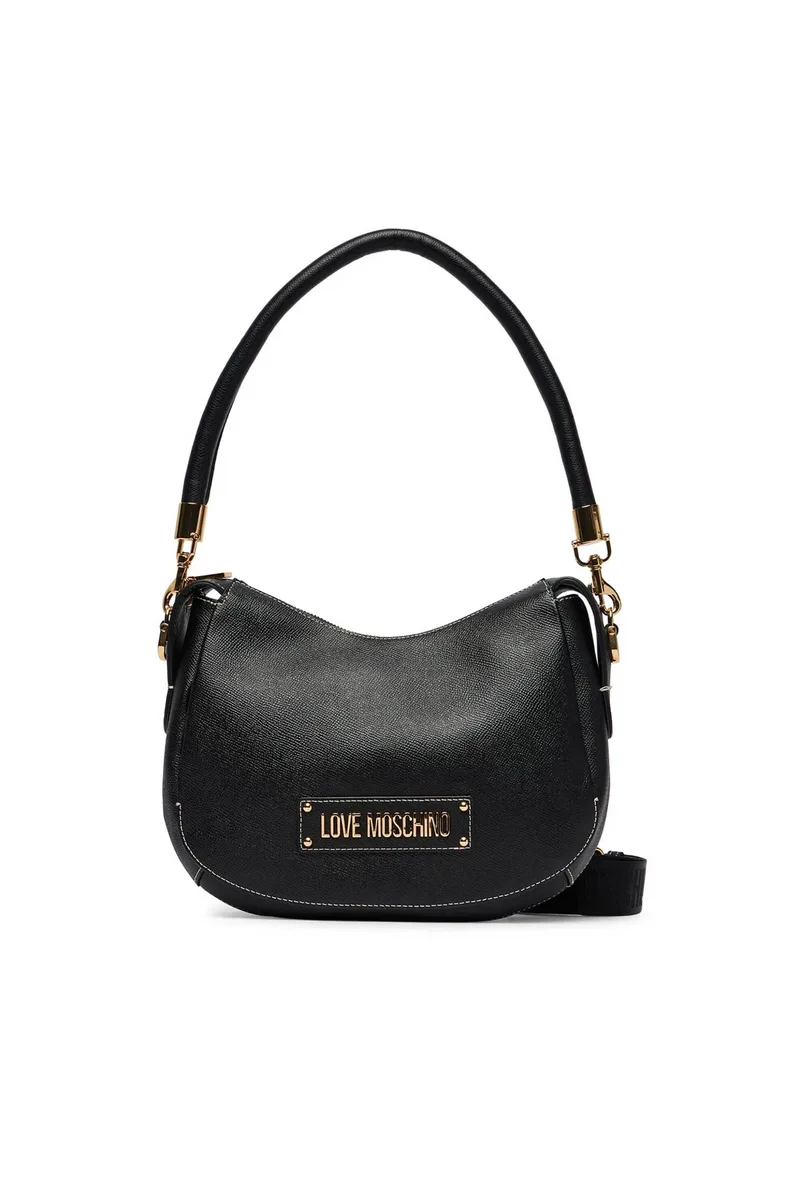Love Moschino γυναικεία τσάντα ώμου με μεταλλικό λογότυπο - JC4286PP0OK14 Μαύρο