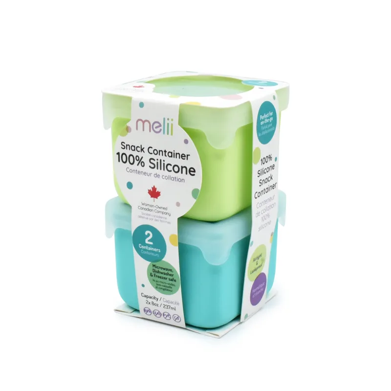 Σετ 2τμχ Δοχείο Σιλικόνης Για Σνακ 236ml Blue/Lime Melii MEL23310 (Υλικό: Σιλικόνη, Χρώμα: Μπλε) - Melii - MEL23310