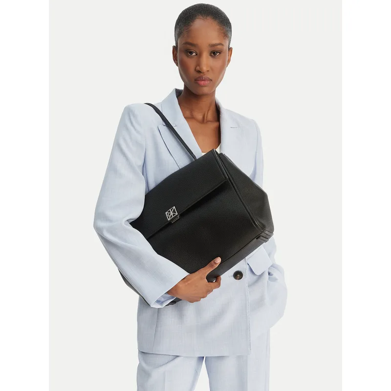 Τσάντα Calvin Klein Emblem Hw Pebble Satchel LV04F3494G Μαύρο