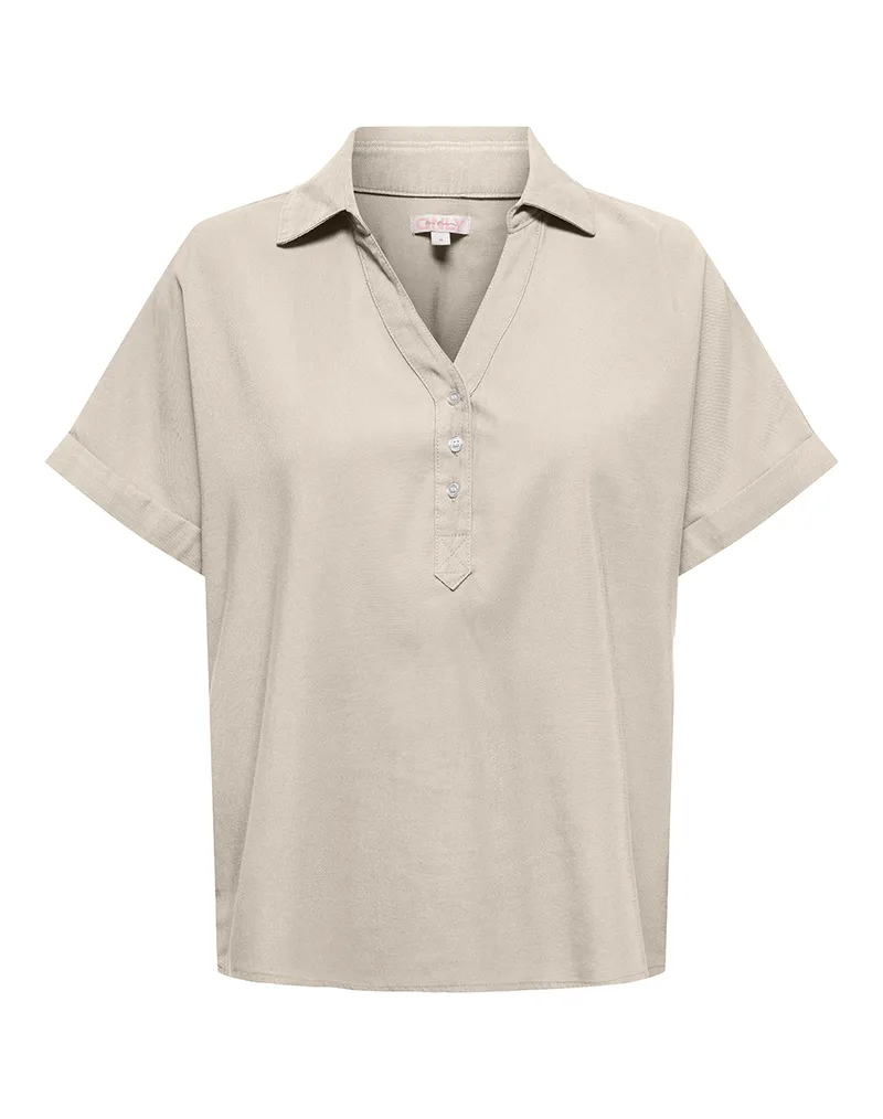 ONLY ONLARIS LIFE CAP SLEEVE SHIRT WVN CC 15364279-Pumice Stone Biege
