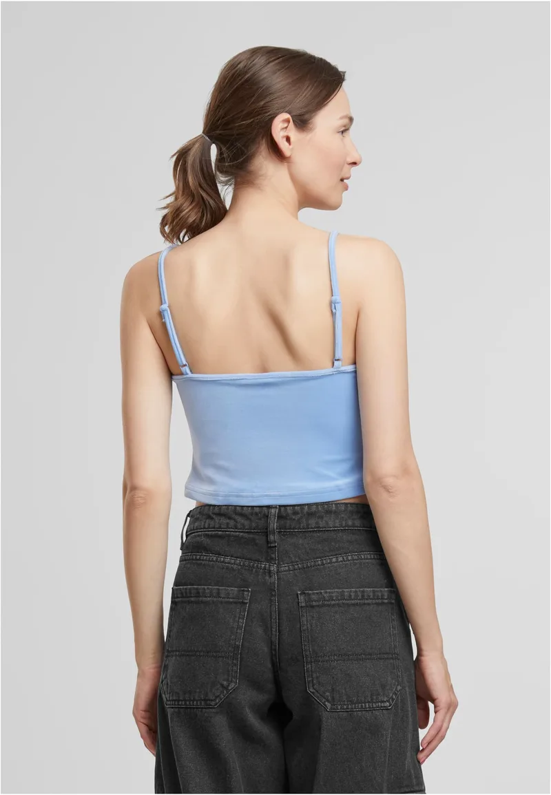 Ladies Short Velvet Top Urban Classics TB7115-18327 powderblue