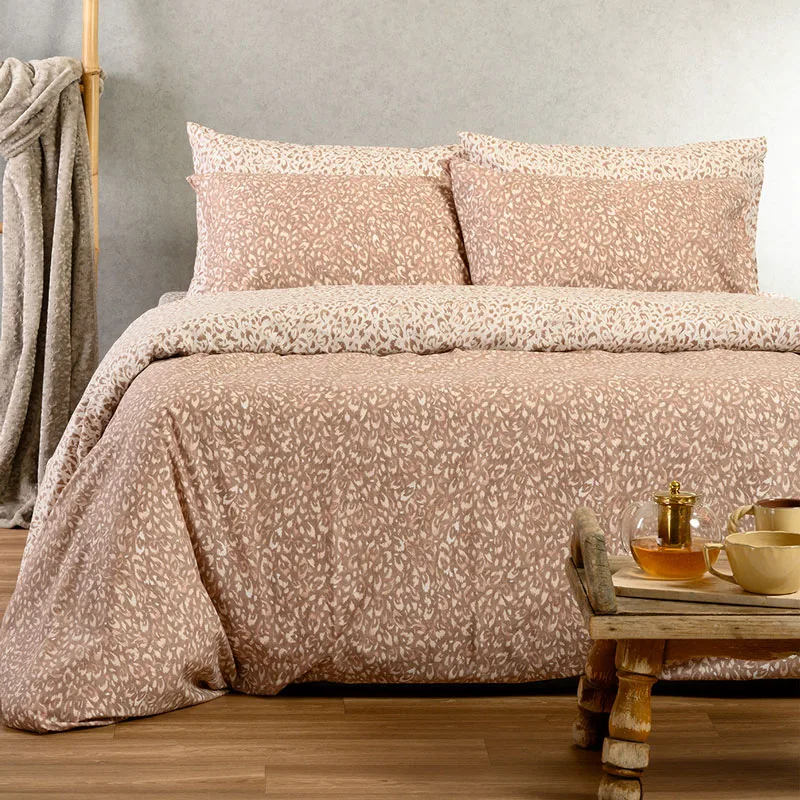 Σεντόνια Υπέρδιπλα Σετ Melinen Casual Leo Mocha - ΜΕ ΛΑΣΤΙΧΟ 160x200+32