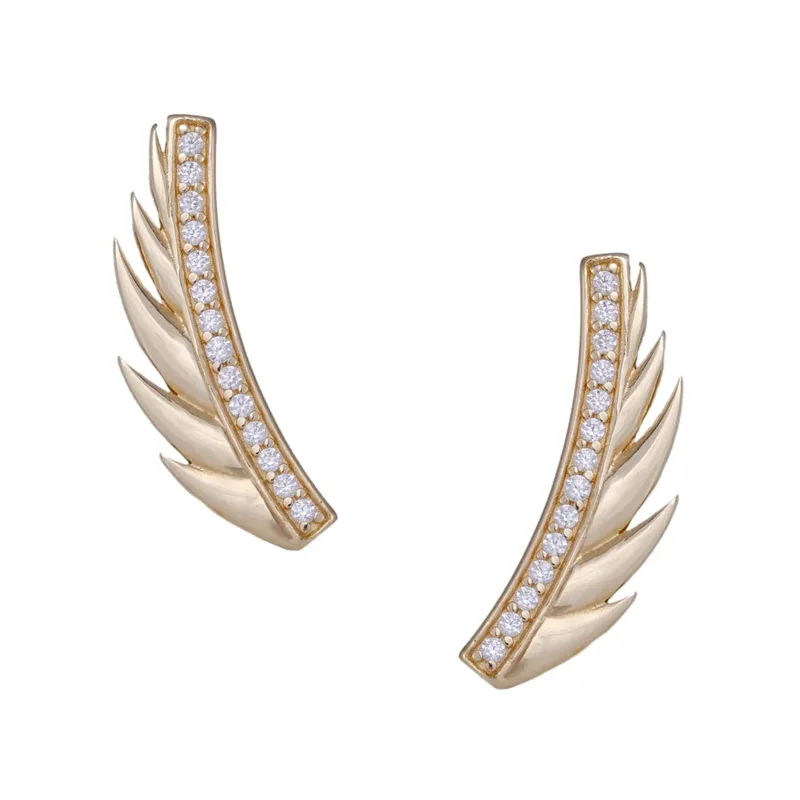 Χρυσά σκουλαρίκια Ear Climbers Κ14 φτερά 051589 051589 Χρυσός 14 Καράτια