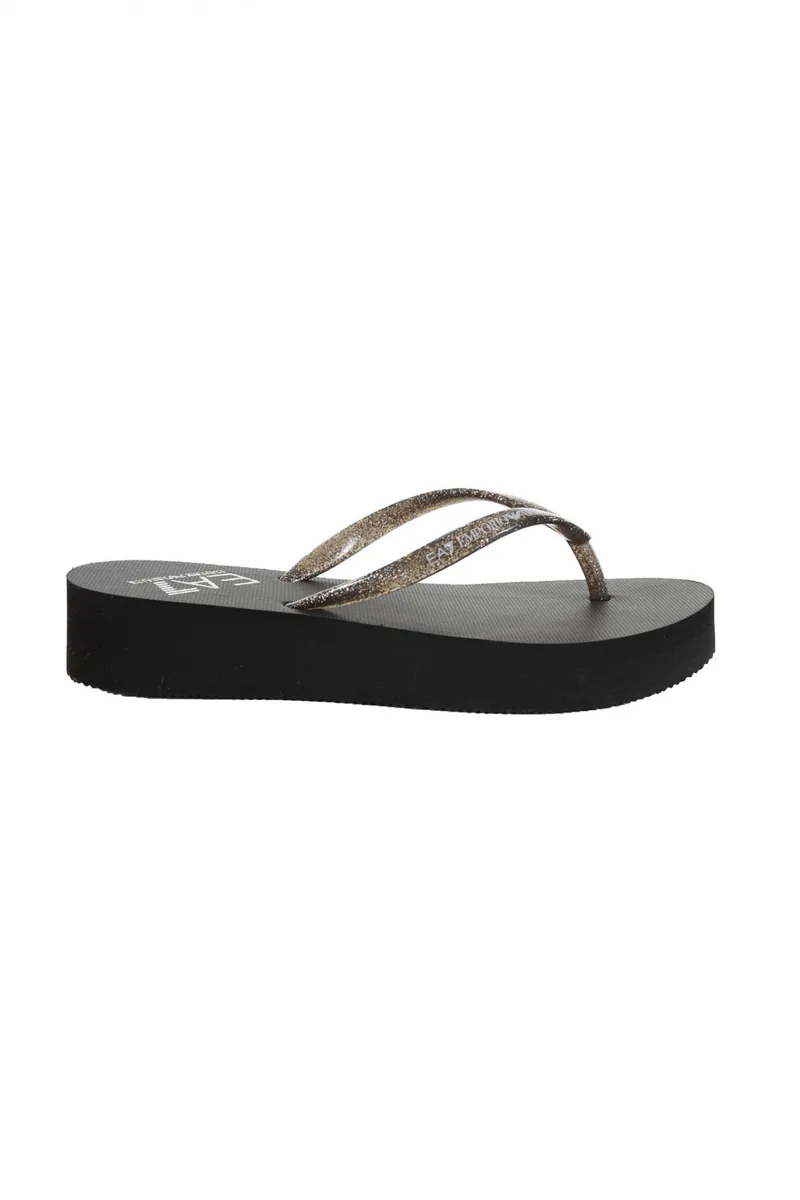 ARMANI 7 ΠΑΠΟΥΤΣΙΑ ΠΑΝΤΟΦΛΕΣ BEACHWEAR ME ΓΚΛΙΤΕΡ LOGO ΜΑΥΡΟ