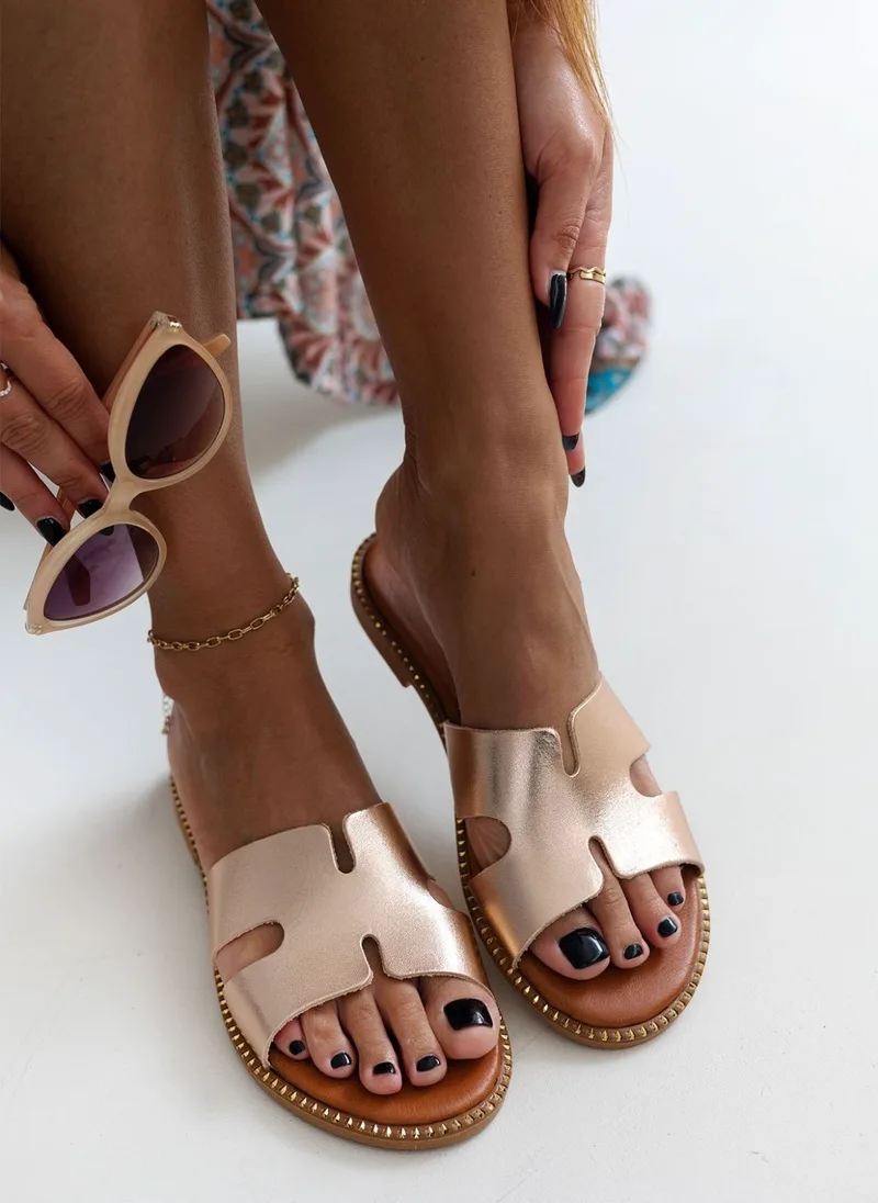 Estil Leather Sandals with Cutouts - 25//23 - Copper