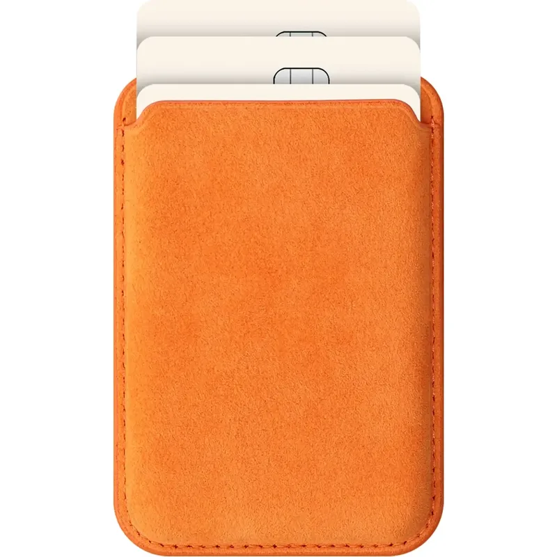 Universal Θήκη Κόκκινο Avanti Wallet MagSafe Πορτοφόλι για Κάρτες από Premium Alcantara - Πορτοκαλί (8719246550041)