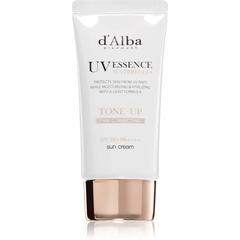 d'Alba Waterfull Ροζ Correcting Tone-Up Sun Cream αντηλιακή κρέμα προσώπου για λαμπρότητα και ενυδάτωση SPF 50+ 50 ml