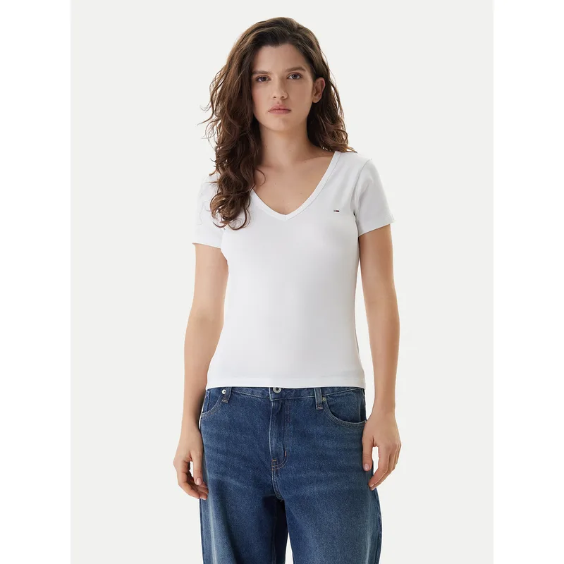 Tommy Jeans T-Shirt Essential DW0DW17385 Λευκό Slim Fit