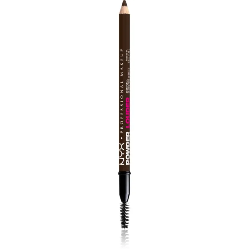 NYX Professional Makeup Powder Louder μολύβι για τα φρύδια με βούρτσα απόχρωση Deep Brown 1 τμχ
