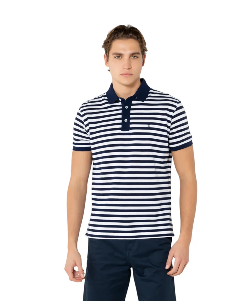 The Bostonians Ανδρική Μπλούζα Ριγέ Polo Acorn Pique 3PS4462|B166NV Μπλε