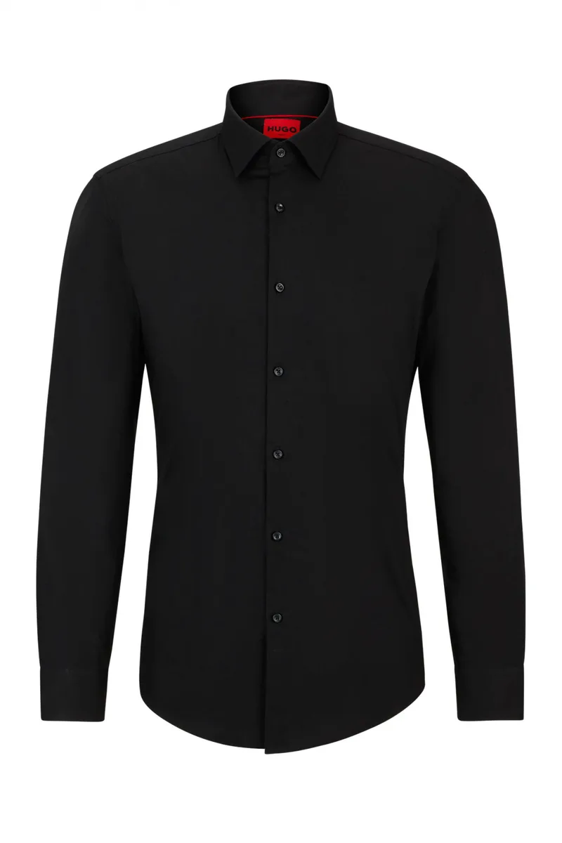 HUGO ΠΟΥΚΑΜΙΣΟ SLIM FIT EASY IRON C-JENNO ΜΑΥΡΟ