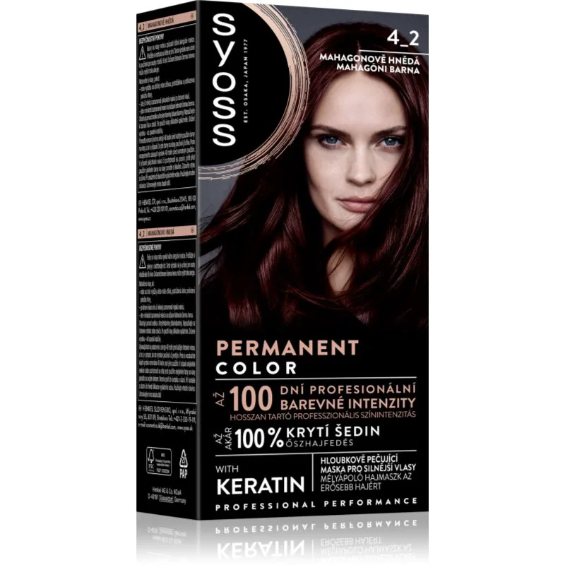 Syoss Permanent Color μόνιμη βαφή μαλλιών απόχρωση 4_2 Mahogany Red 1 τμχ