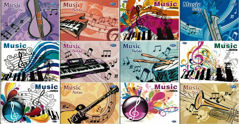 Τετράδιο σπιράλ Μουσικής Skag Music notes 40 φύλλα 25x17 (12 σχέδια)