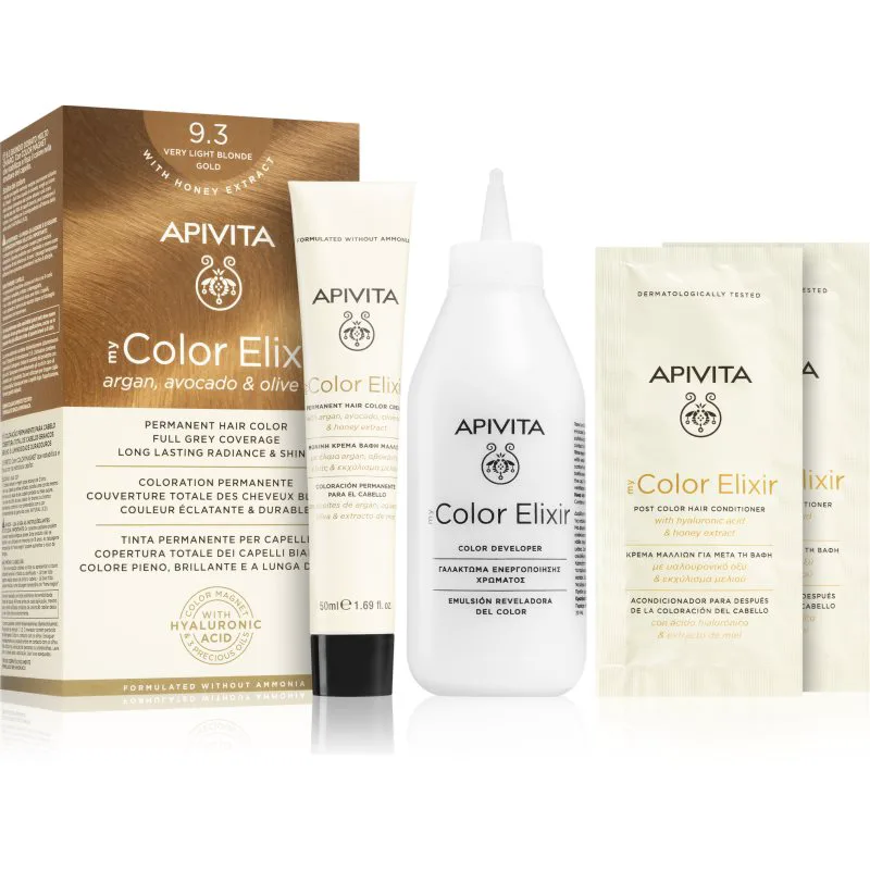 Apivita My Color Elixir βαφή μαλλιών χωρίς αμμωνία απόχρωση 9.3 Very Light Blonde Χρυσό 1 τμχ