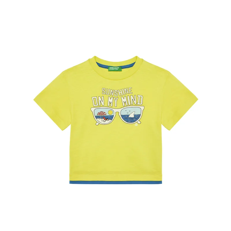 United Colors Of Benetton T-Shirt 3SLUG10JF Κίτρινο Regular Fit