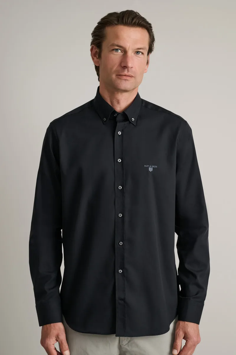 Navy & Green Ανδρικό Πουκάμισο Μακρυμάνικο 24NG.BX220/1B.2 Black Ink Μαύρο