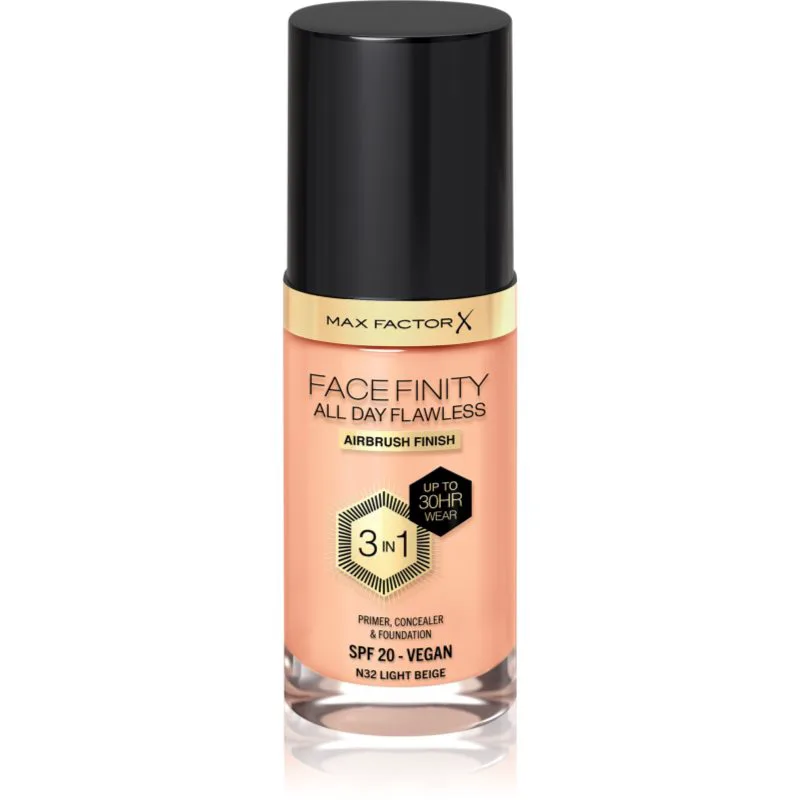 Max Factor Facefinity All Day Flawless μακράς διαρκείας μεικ απ SPF 20 απόχρωση 32 Light Μπεζ 30 ml