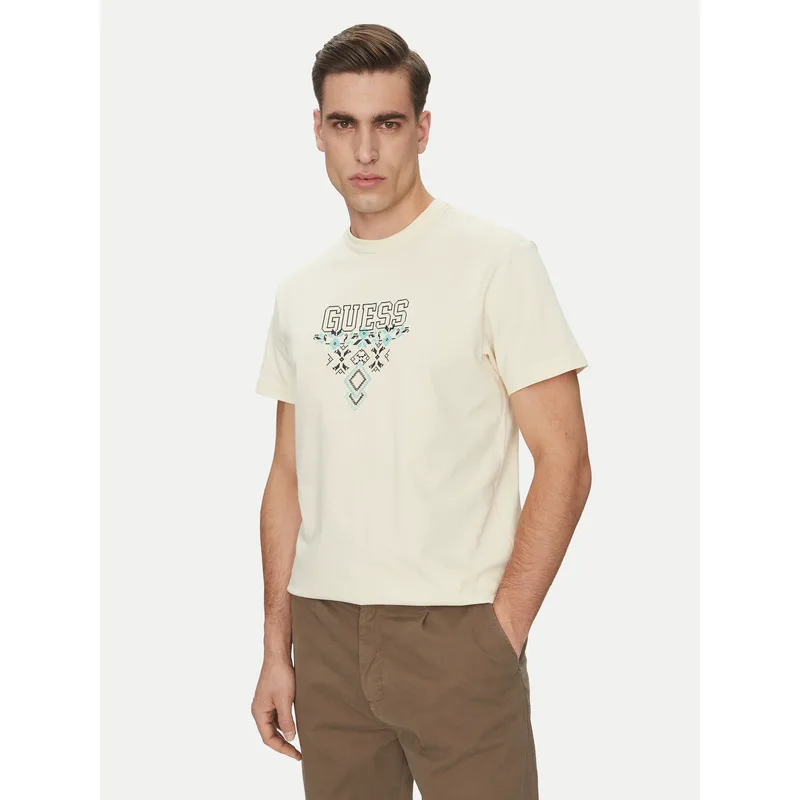 Guess T-Shirt M5GI11 K8FQ4 Μπεζ Regular Fit
