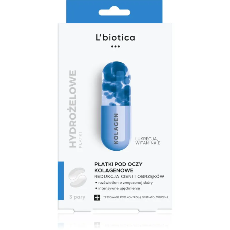 L’biotica Masks μάσκα κολλαγόνου για περιοχή γύρω απο τα μάτια για την αντιμετώπιση του πρηξίματος και των μαύρων κύκλων 3 x 2 τμχ